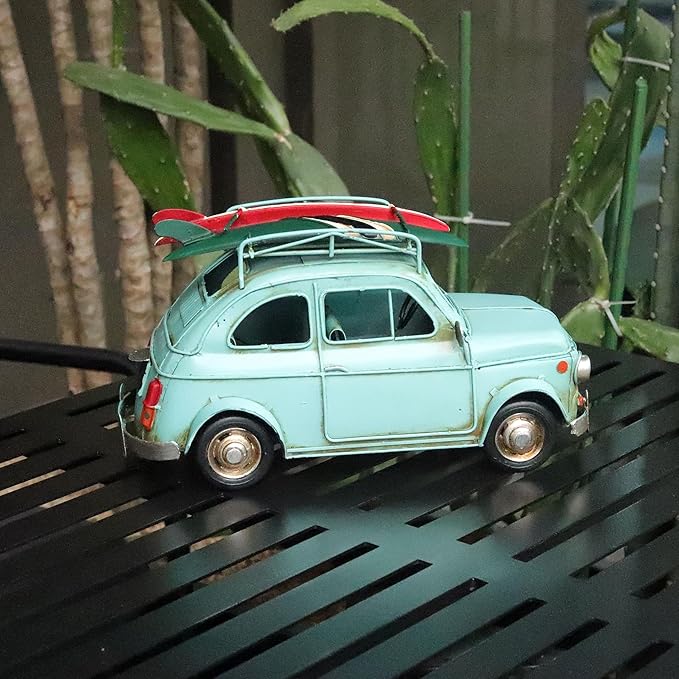 Vintage Car Model Chic Home Decor Metal Beach Decoration Display Pull Back Desk Topper Car Model Vintage Vehicle Iron Art Mancave Ornament