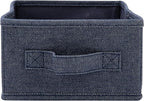 Collapsible Cotton Blend Rectangular Storage Drawer with Handle, Set of 2, Denim