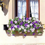 4 Pcs Artificial Fake Petunia Flowers for Outdoor Decoration, Faux Silk Petunias Flower for Spring UV Resistant No Fade Realistic Plants for Garden Balcony Yard Porch Indoor Decor(Purple White)