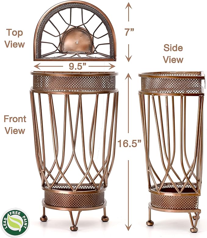 Dualplex Super Quality Umbrella Stand, Umbrella Holder, Antique Look Metal Entry Hallway Décor, Wallside Style w/Removable Drip Tray Home Office Decoration Rack Holds Umbrellas Canes Walking Stick