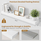 Fun Memories 40 Inch Floating Shelves, Long Wood Wall Shelf Set of 2 with Invisible Brackets, for Bathroom, Living Room, Bedroom, Kitchen, White