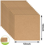 AKTOP Cork Board Bulletin Board 12x12, 1/2" Thick Cork Board Tiles 12 Pack, Small Square Pin Board for Wall, Self Adhesive Corkboards with 120 Push Pin Wood Clips for School, Home & Office