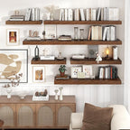 Venusmiles Floating Shelves for Wall, 36" W x 12" D x 2" H, 2 Pack of Long Wall Mounted Engineered Wood Shelves with Invisible Brackets for Living Room, Bedroom, Bathroom, Kitchen Decor, Brown