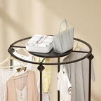 Round Clothes Display Retail Rack, Floor-Standing Heavy-Duty Garment Hanging Rack, Clothing Racks with Topper, Multi-Purpose Clothing Organizer for Boutique Retail Store Laundry Home Black