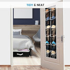 ZOBER Over the Door Shoe Organizer - 12 Mesh Pockets, Space Saving Hanging Shoe Holder for Maximizing Shoe Storage, Accessories, Toiletries, Etc. No Assembly Required, Organizer for Shoes 57½” x 12”