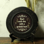 CVHOMEDECO. Primitives Start with Grateful Wood Decorative Plate Display Wooden Plate Home Décor Art, 10-3/4 Inch