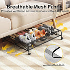 Under Bed Shoe Storage Organizer, 2 Pack Under Bed Storage Containers with Wheels for Under Bed Shoe Organizer Drawer Space Saving for bedroom