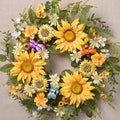 DecorbyHannah Spring Sunflower Summer Wreaths for Front Door Outside All Season, 22 Inch Artificial Collapsible Flower Wreaths with Daisy and Bee, Sunflower Decor for Porch, Wedding Housewarming Gifts