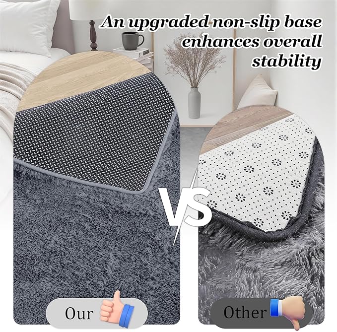 6x9 Area Rugs for Living Room Bedroom: Ultra Soft Fluffy Shag Rug Upgrade Non-Slip Non-Shedding Large Fuzzy Plush Carpet Indoor Floor Carpets for Kids Room Playroom Nursery Dorms Home Decor Grey