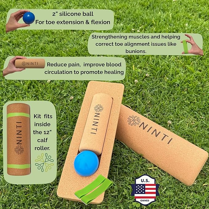 Ninti Balance Board - Premium Cork Balancing Board & Foot Strengthener for Enhanced Foot Function | Unique Design for Balance Stability & Foot Strength | Improve Mobility & Prevent Falls | Balance Trainer | USA Owned