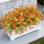 Artificial Fake Flowers Plants for Outdoor Spring Decor, 12 Bundles Faux Silk Flowers for Outdoor Outside Planter Colorful Daisy UV Resistant Look Real for Front Door Porch Patio Yard(Yellow Orange)