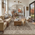 8x10 Area Rug Brown Washable Living Room Vintage Carpet Bedroom Large Non Slip Soft Low Pile Soft Thin Dining Room Office Accent Throw Rug