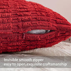 Aegero Pack of 2 Christmas Red Corduroy Decorative Throw Pillow Covers 18x18 InchSoft Boho Striped Pillow Covers Modern Farmhouse Home Decor for Sofa Living Room Couch Bed（Red）