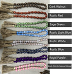 Handcrafted Farmhouse Wooden Decorative Beads Garland, Table Tray Boho Wood Beads with Tassel, Small Rustic Antique Decor for Home and Events (Sage Green)