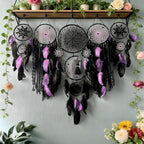 Dream Catcher Wall Decor,Large Boho Dream Catcher with Luxurious Feathers & Beads, Handmade Wall Hanging for Bedroom,Living Room, Gift Ready for Girls & Adults (Black-Purple)