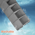 Large Hanging Sweater Organizer for Closet,Collapsible 6-Shelf Hanging Closet Shelves with Drawers, Washable (Grey-6 Shelf-2 d)