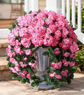 Artificial Fake Flowers Geraniums for Outdoors Spring Decor, 2 PCS Faux Hanging Plants Pink Outdoor Silk Flowers UV Resistant Realistic Trailing Vines for Outside Planters Porch Patio Garden Balcony