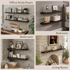 Marsmiles 30 inch Floating Shelves for Wall Solid Elm Wood Shelves|Rustic Wall Shelves with Invisible Heavy-Duty Bracket for Bathroom Living Room Kitchen|Walnut, 2 Pack