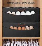 STO STO Shoe Organizer for Closet, Fits Up to 16 Pairs, XL Shoe Box Containers with Adjustable Dividers, Clear Cover Shoe Storage Bins, Stackable Space Saving Shoes Holder for Shoes and Boots, Black