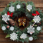 36pcs Christmas Silver Snowflake Ornaments Plastic Glitter Snow Flakes Ornaments for Winter Christmas Tree Decorations Size Varies Craft Snowflakes