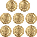 Hosley Set of 8, Gold Plastic Decorative Charger Plate- 11.75" Diameter. Ideal GIFT for Wedding, Party Favor, Bridal, Home Warming. O5