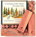 Cedar Blocks for Clothes Storage 25pcs (15 Hang-ups, 10 Balls), Cedar Blocks for Closet, Cedar for Closets, Cedar Planks, Natural Closet Smell Eliminator, Natural Closet Deodorizer