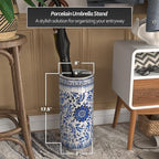 Red Lantern 18" Umbrella Stand - Blue and White Floral