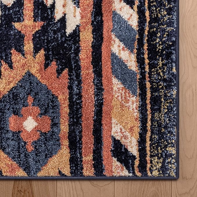 Well Woven Tulsa Lea Blue Traditional Southwestern Tribal 5x7 (5'3" x 7'3") Area Rug