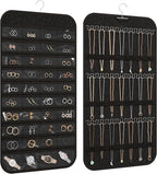 Hanging Jewelry Organizer Storage, 40 Pockets 36 Hooks Necklace Earring Necklace Bracelet Ring Organizer, Double - Sided Design, Black