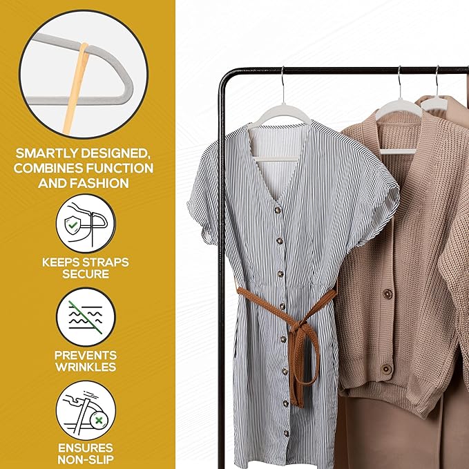 Premium Velvet Hangers 50 Pack Ultra Thin Non Slip Adult Felt Space Saving Suit Hanger for Closet Heavy Duty Coat Pants Jackets Dress Hangers 360° Swivel Hook Hold Upto 10 lbs Silver Birch