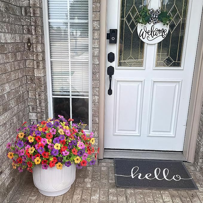 Artificial Flowers for Outdoors Potted Spring Decor, 12 Bundles Fake Summer Daisy with Realistic Eucalyptus Leaves, Faux Plants for Greenery Boxwood Porch Patio Garden Pot Lawn