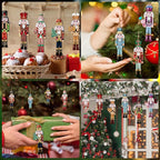 24 Pieces Christmas Nutcracker Wooden Ornaments, Wood Hanging Decoration Set for Christmas Tree Hanging 2D Printed Wood Crafts Holiday Decor Xmas Party Supplies (Xmas-Nutcracker-A)