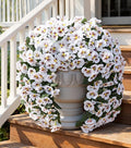 HyeFlora Artificial Flowers for Outdoors 2pcs Faux Silk Pansy Vines Lush UV Resistant Fake Hanging Flower Plants for Outside Porch Yard Patio Window Box (White)
