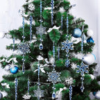 Giegxin 32 Pcs Crystal Christmas Ornaments Crystal Hanging Snowflakes Acrylic Xmas Tree Icicle Drop Decorations with Hooks for Christmas Snow Party Winter(Dark Blue)