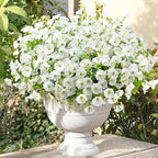 Waipfaru Artificial Flowers for Outdoors, 24 Bundles Faux Plants Outdoor, UV Resistant Artificial Plants, Silk Petunias Fake Flowers for Outside Home Decor Planter Porch Decoration, White