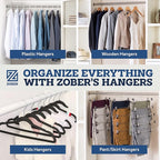 ZOBER Blush Velvet Hangers 50 Pack - Clothes Hangers, Coat Hanger for Pants & Dress Clothes - Non Slip w/ 360 Degree Swivel, Holds up to 10 lbs - Strong Felt Hanger for Clothing