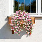 Artificial Hanging Flowers for Outdoors, 4 PCS UV Resistant Faux Plants Silk Realistic 150 Morning Glory Each Vines, Fake Plastic Floral for Garden Patio Spring Summer Decor, Pink