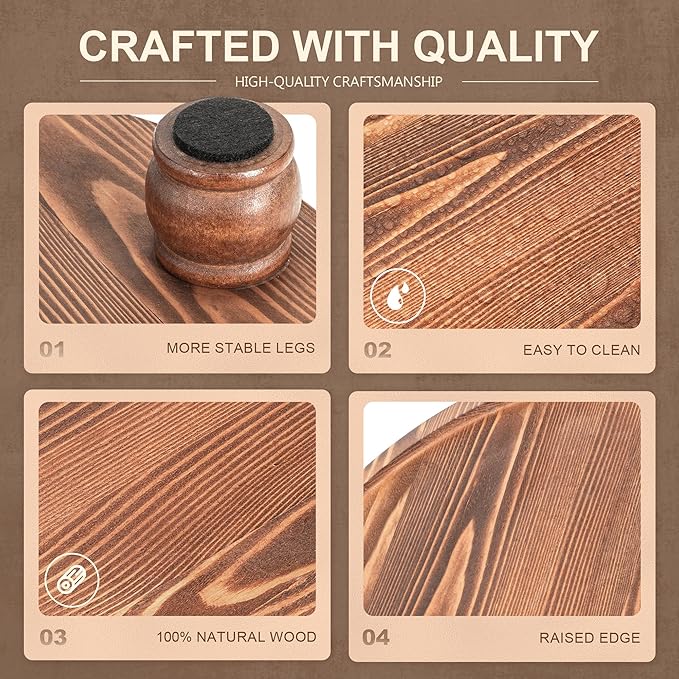 EOSAHR Rustic Pine Wood Riser for Kitchen Counter - Farmhouse Round Pedestal Stand Apply to Home Essentials - Bathroom Tray for Bathroom Decor (Vintage Brown)