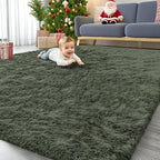 OLANLY 6x9 Machine Washable Large Area Rugs for Living Room, Bedroom, Soft Fluffy Shaggy Bedside Rug, Indoor Floor Carpet for Kids Girls and Boys, Dorms, Nursery, Home Decor Aesthetic, Olive Green