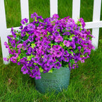 Artificial Faux Flowers Plants for Outdoors Outside Spring Summer Decoration,12 Bundles Realistic Fake Flowers Plant Greenery Silk Daisy UV Resistant Planters Porch Patio Garden Home (Double Purple)