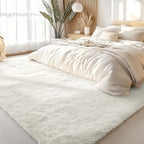 OLANLY 8x11 Machine Washable Large Area Rugs for Living Room, Bedroom, Soft Fluffy Shaggy Bedside Rug, Indoor Floor Carpet for Kids Girls and Boys, Dorms, Nursery, Home Decor Aesthetic, Ivory