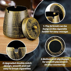 Ashtray for Cigarettes Outdoor, Outdoor Ashtray with Lid for Cigarette, Metal Odorless Windproof Smokeless AshTray for Patio Home Office Tabletop Balcony
