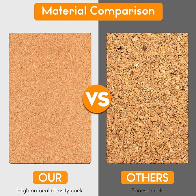 TUPARKA 6 Pack Cork Board Bulletin Boards 17"x8" - 1/4" Self-Adhesive Corkboards for Wall With 100 Push Pins, Square Cork Tiles for Home, School, Office Decorative