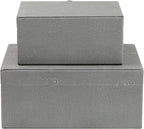 HofferRuffer Faux Leather Jewelry Boxes, Decorative Boxes Storage Accessory Organizer with Gold Hardware Decor, Classic Vegan Leather Set of 2 Pieces (Dark Grey)