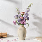 Ceramic Rustic Flower Vase, 8.27 Inch Vintage Pottery Home Decor, Antique Farmhouse Terracotta Vase for Living Room, Table, Shelf, Mantel Decoration, Farmhouse - Natural Brown