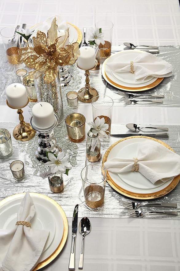 Hosley Set of 8, Gold Plastic Decorative Charger Plate- 11.75" Diameter. Ideal GIFT for Wedding, Party Favor, Bridal, Home Warming. O5