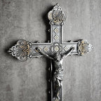 BC Catholic Crucifix Wall Cross, 12"H Jesus Christ Home Decor, Religious Gift, Vintage Silver Color Finish, Renaissance Sculpture Hand-painted by Buildclassic