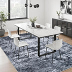 6x6 Area Rug Living Room Rug: Washable Modern Abstract Soft Thin Rug Indoor Floor No Slip Stain Resistant Carpet for Bedroom Dining Room Farmhouse Nursery Home Office - Black