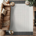 Modern Micro Loop Indoor Area Rugs for Living Room Bedroom Kitchen Geometric Striped Black-White 5x7 Luxury Durable Low and High Pile Non-Shedding Stain Resistant Soft Area Carpet 5 x 7