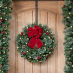 Haute Decor Set of 2 Hook & Lattice Adjustable Length Metal Wreath Hangers, Matte Black (2 Pack) - Unique Over The Door Wreath Holder - Holds 20 Pounds